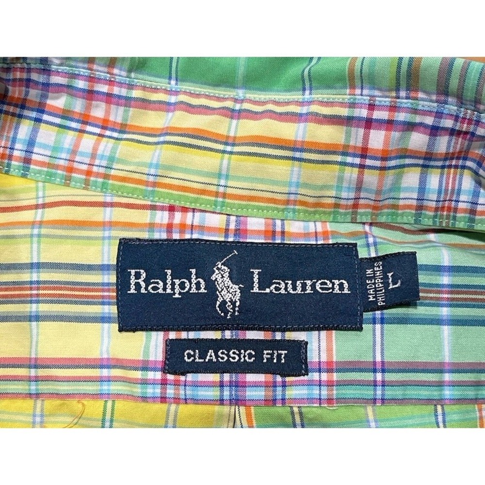 Ralph Lauren Men's L Classic Fit Multicolor Plaid Short Sleeve Button Down Shirt - Picture 5 of 9